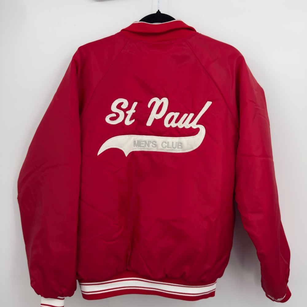 Hartwell USA Vintage Red Varsity Jacket *FLAW St Paul Men's Club Quilted M 38–40